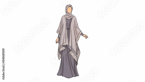 Elegant Islamic Woman Wearing Modest Fashion.