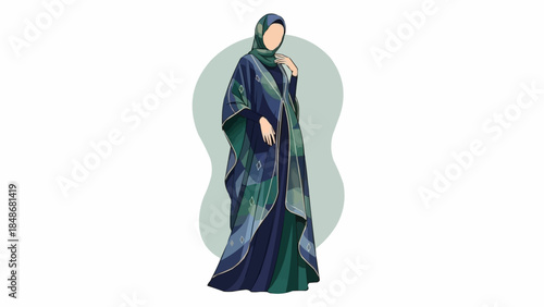 Elegant Woman Wearing a Traditional Abaya and Hijab.