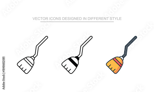 Broom vector icon stock isolated on white sheet