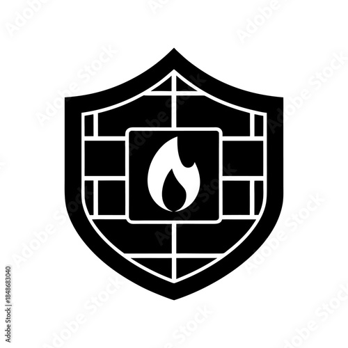 Cyber Security Firewall Illustration Icon on White Background.