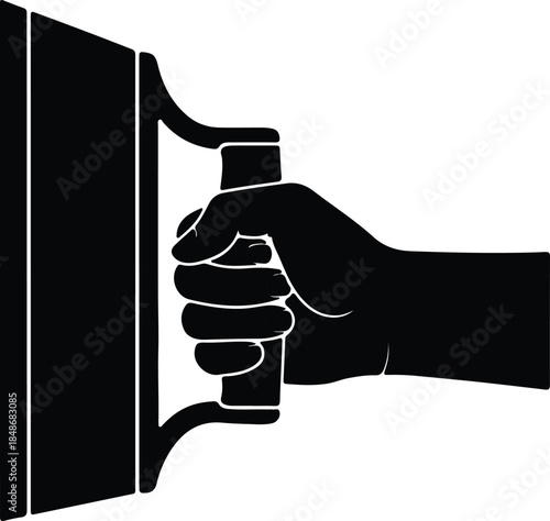 Vector Hand grasping construction worker masonry cement plastering trowel tool equipment silhouette Illustration
