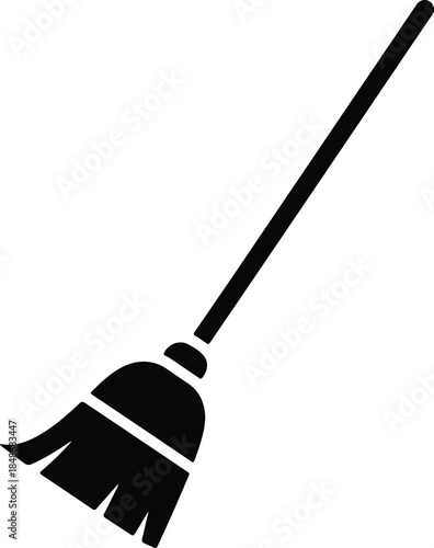 Vector Household cleaning tool sweeping equipment simple black icon silhouette Illustration