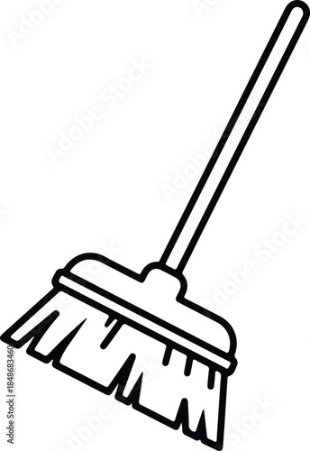 Vector Housekeeping floor broom cleaning tool simple outline icon black silhouette Illustration