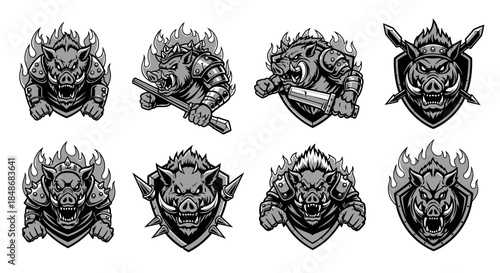 Collection of Angry Lion Head Logos.