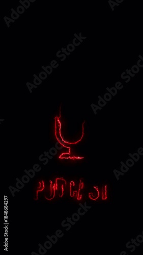 Podcast electric effect text animation isolated on black background.	