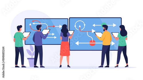 team collaboration and interactive digital learning with multiple users engaging with touchscreen