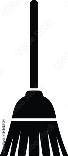 Vector Simple black broom cleaning tool house keeping silhouette symbol Illustration