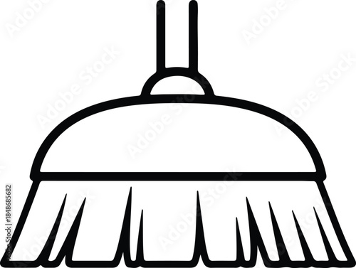 Vector simple cleaning broom head equipment line art symbol silhouette Illustration