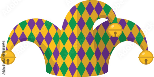 Colorful Mardi Gras Jester Hat Vector Icon