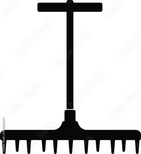 Vector Simple garden rake farming tool agriculture equipment black icon silhouette Illustration