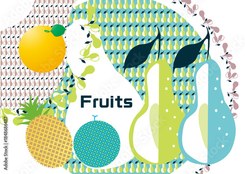 レトロな洋梨のパターン デザイン素材