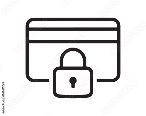 Secure Credit Card Payment Icon - Padlock on Bank Card