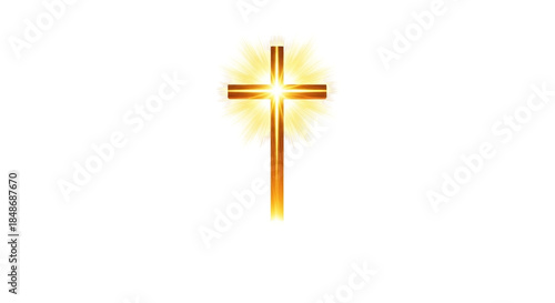Golden cross on transparent background