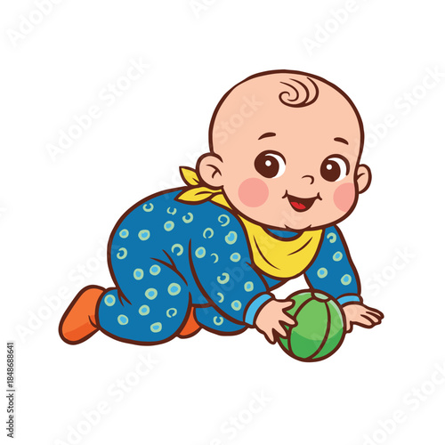 Baby life. Early childhood development. Cute infant activities. Little child playing, eating, Happy toddlers, small kid. Flat vector illustration isolated on a white background. 