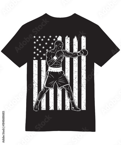 American Flag Boxing Fighter T-Shirt Design