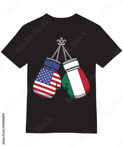 USA Italy Flag Boxing Gloves Heritage Tee