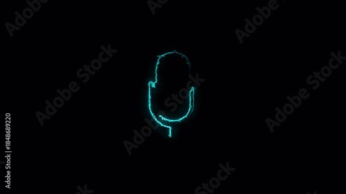 Podcast electric effect text animation isolated on black background.	