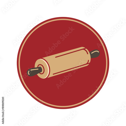 Vintage Rolling Pin Icon in Circle - High Quality Vector for Baking and Cooking Enthusiasts