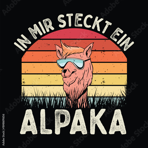 In Mir Steckt Ein Alpaka Cute Vintage T-Shirt Design