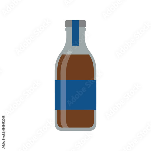 Delicious Chocolate Drink Bottle Vector with Blue Label for Modern Illustrations and Branding