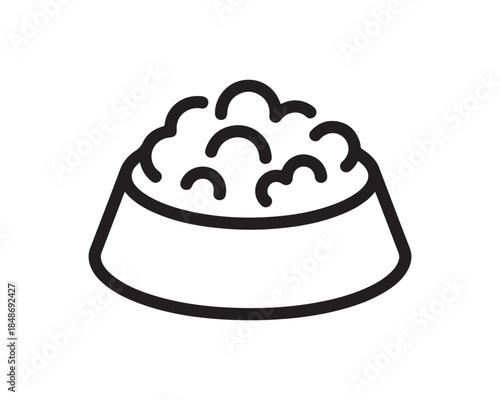 Pet Food Bowl Icon Line Art Minimalist Black and White Vector Illustration