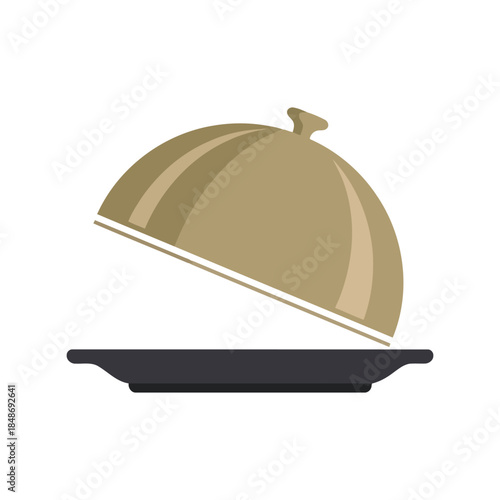 Elegant Restaurant Serving Dish Vector with Cloche on Plate for Culinary Designs, Food Menus, and Gastronomic Illustrations