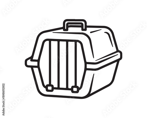 Pet Carrier or Travel Kennel Outline Drawing Icon Vector Illustration
