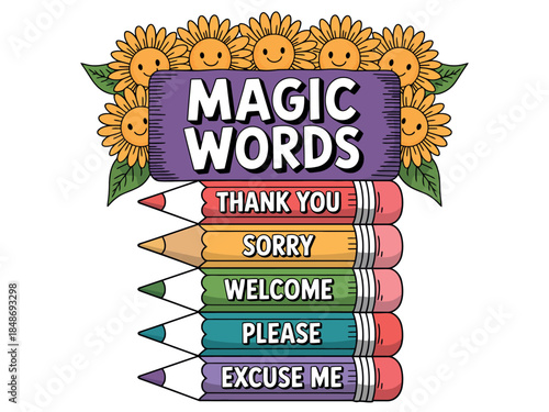 Colorful Magic Words Educational Poster
