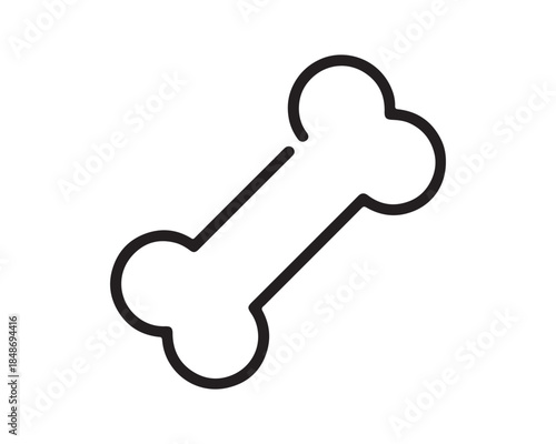 Black Outline Dog Bone Icon Isolated on White Background