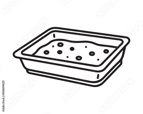 Fast Food Dipping Sauce Container Line Art Icon on White Background