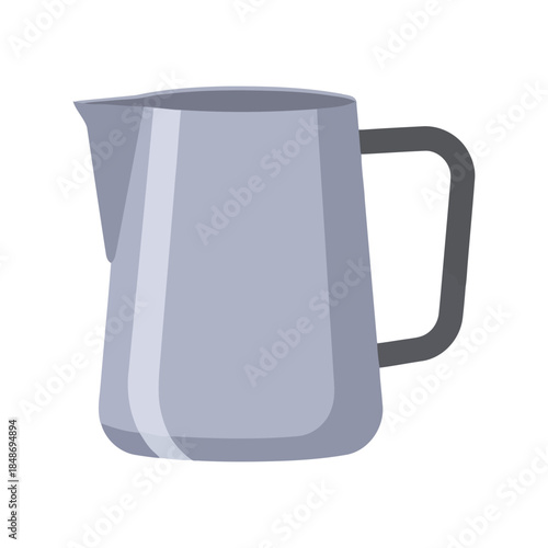 Modern Gray Metal Coffee Pot Vector for Kitchen Decor, Culinary Illustrations, Restaurant Branding, and Home Barista Graphics