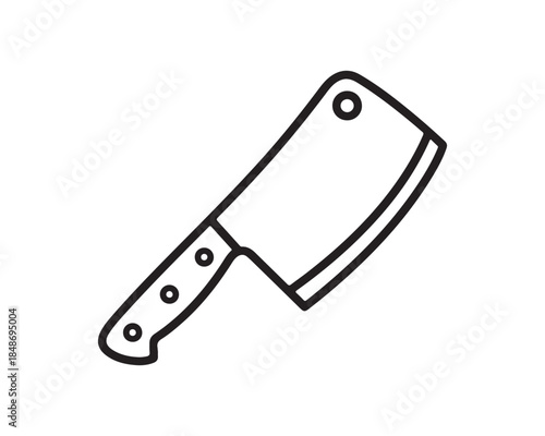 Meat Cleaver Knife Outline Icon Vector Illustration for Kitchen and Butchery