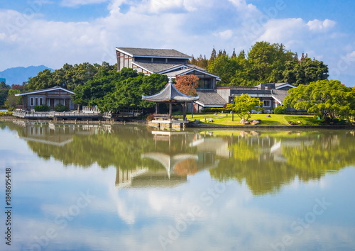 Autumn landscape of a Chinese park. China. Wenzhou.