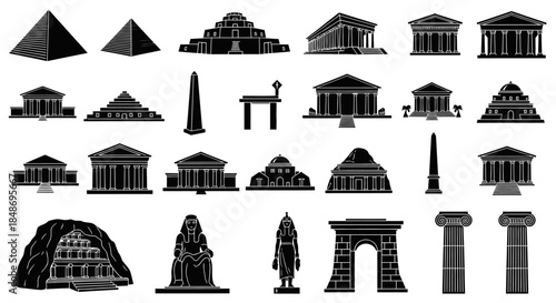 Ancient Architectural Silhouettes and Landmarks Collection.