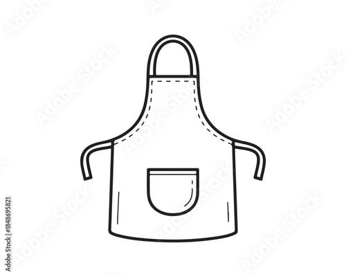 Chef Apron Icon Outline Drawing. Cooking Uniform Line Art.