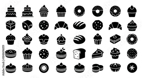 Collection of Various Cupcake and Pastry Icons.