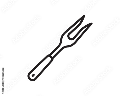 Meat Carving Fork Outline Icon - Kitchen Utensil Line Art