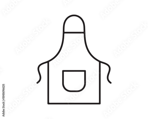 Chef Apron Line Icon - Cooking and Baking Protective Wear Symbol