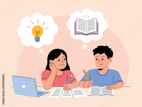 Students Studying Together with Ideas