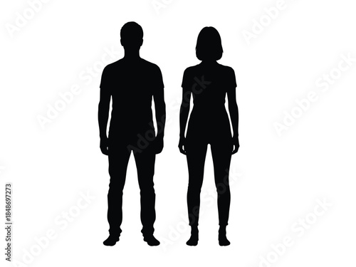 Silhouettes of a man and woman standing side by side