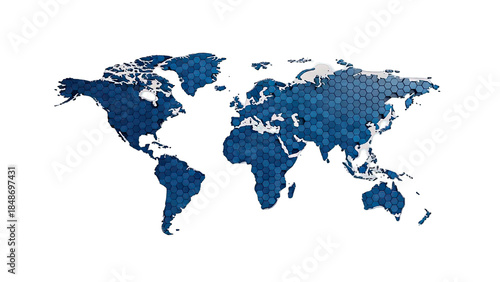 Wallpaper Mural World Map Illustration with Hexagon Pattern on White Torontodigital.ca