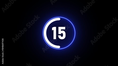 Wallpaper Mural Glowing Neon Blue Circle with 30 second countdown timer animation on Black Background twenty one numeral Torontodigital.ca
