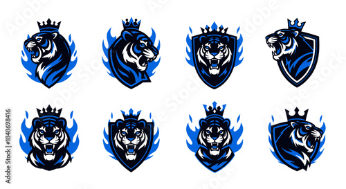 Collection of Lion Logo Designs with Crown.