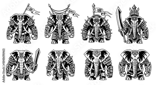 Collection of Medieval Knight Armor Illustrations.