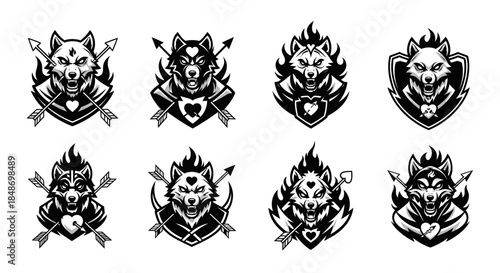 Collection of Skull Emblems with Swords.