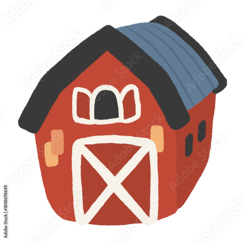 Cute Hand-Drawn Grain Barn Illustration, Farm PNG