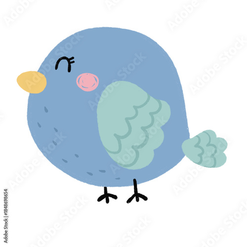 Cute Blue Bird Hand-Drawn Illustration, Cartoon Bird PNG