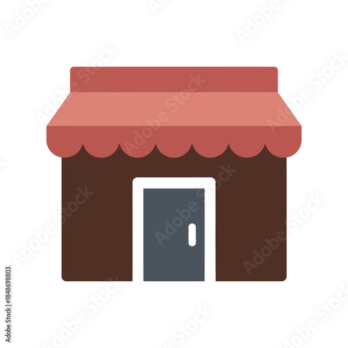 Charming Brown Shop Front Vector Illustration for Commercial Use, Retail Design, Modern Aesthetic, and Advertising Needs