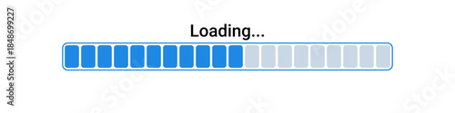 Digital blue progress bar illustrating a loading state, vital for user experience during data processing, system tasks, and content delivery