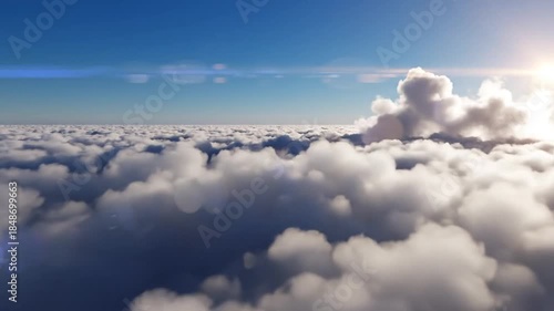 Ethereal cloudscape above blanket of cottony clouds